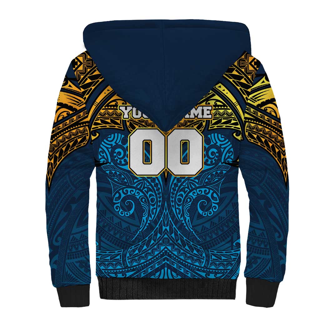 Personalized Gold Coast Titans Sherpa Hoodie Polynesian Tribal Pattern Style