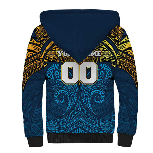 Personalized Gold Coast Titans Sherpa Hoodie Polynesian Tribal Pattern Style