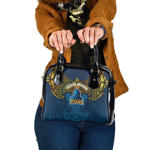 Personalized Gold Coast Titans Shoulder Handbag Polynesian Tribal Pattern Style