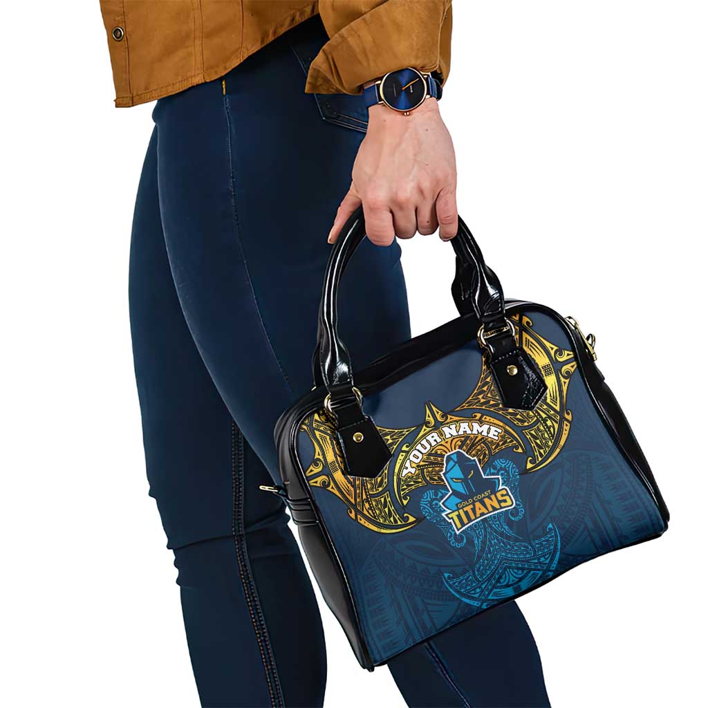 Personalized Gold Coast Titans Shoulder Handbag Polynesian Tribal Pattern Style