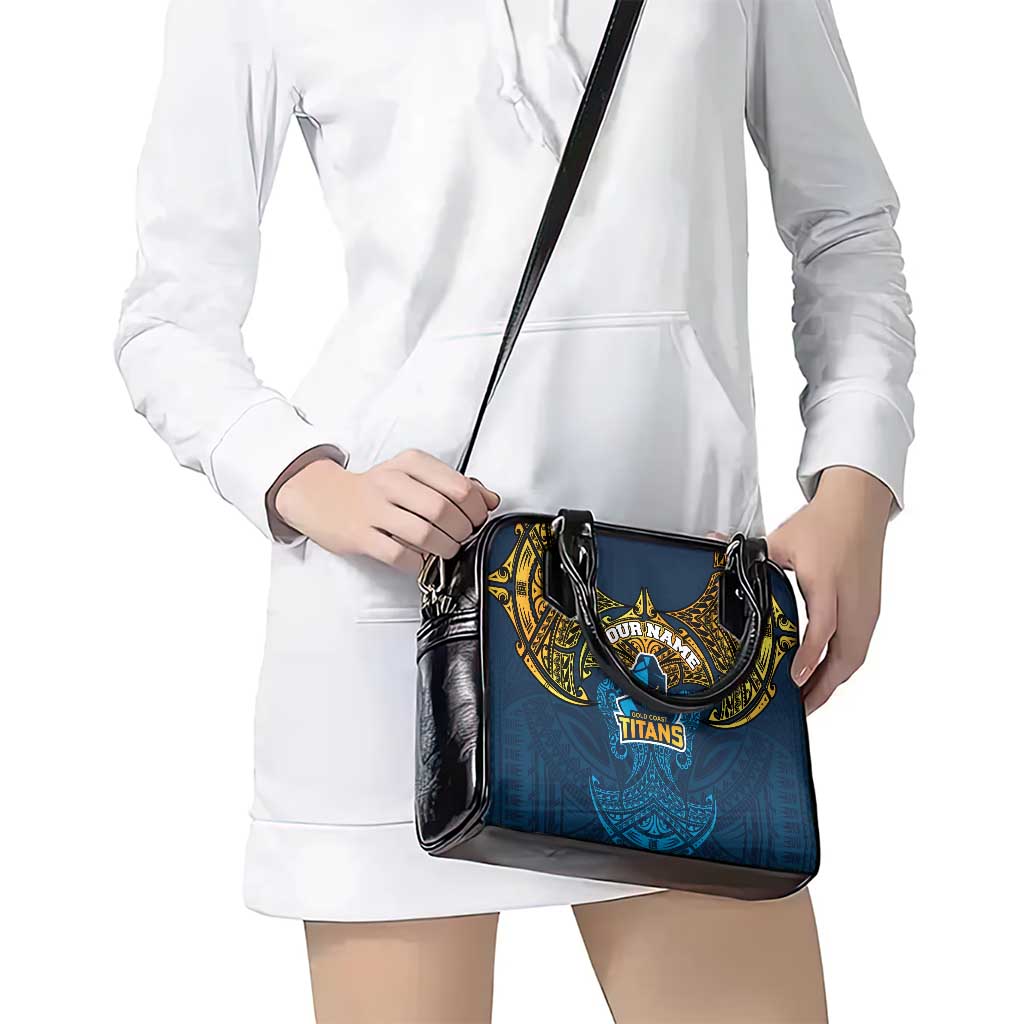 Personalized Gold Coast Titans Shoulder Handbag Polynesian Tribal Pattern Style