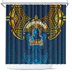 Personalized Gold Coast Titans Shower Curtain Polynesian Tribal Pattern Style