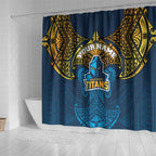 Personalized Gold Coast Titans Shower Curtain Polynesian Tribal Pattern Style