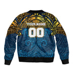Personalized Gold Coast Titans Sleeve Zip Bomber Jacket Polynesian Tribal Pattern Style
