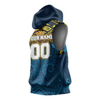 Personalized Gold Coast Titans Sleeveless Hoodie Polynesian Tribal Pattern Style