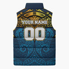 Personalized Gold Coast Titans Sleeveless Puffer Jacket Polynesian Tribal Pattern Style