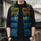 Personalized Gold Coast Titans Sleeveless Puffer Jacket Polynesian Tribal Pattern Style