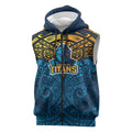 Personalized Gold Coast Titans Sleeveless Zip Hoodie Polynesian Tribal Pattern Style