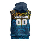 Personalized Gold Coast Titans Sleeveless Zip Hoodie Polynesian Tribal Pattern Style