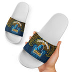 Personalized Gold Coast Titans Slide Sandals Polynesian Tribal Pattern Style