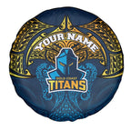 Personalized Gold Coast Titans Spare Tire Cover Polynesian Tribal Pattern Style