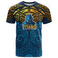 Personalized Gold Coast Titans T Shirt Polynesian Tribal Pattern Style