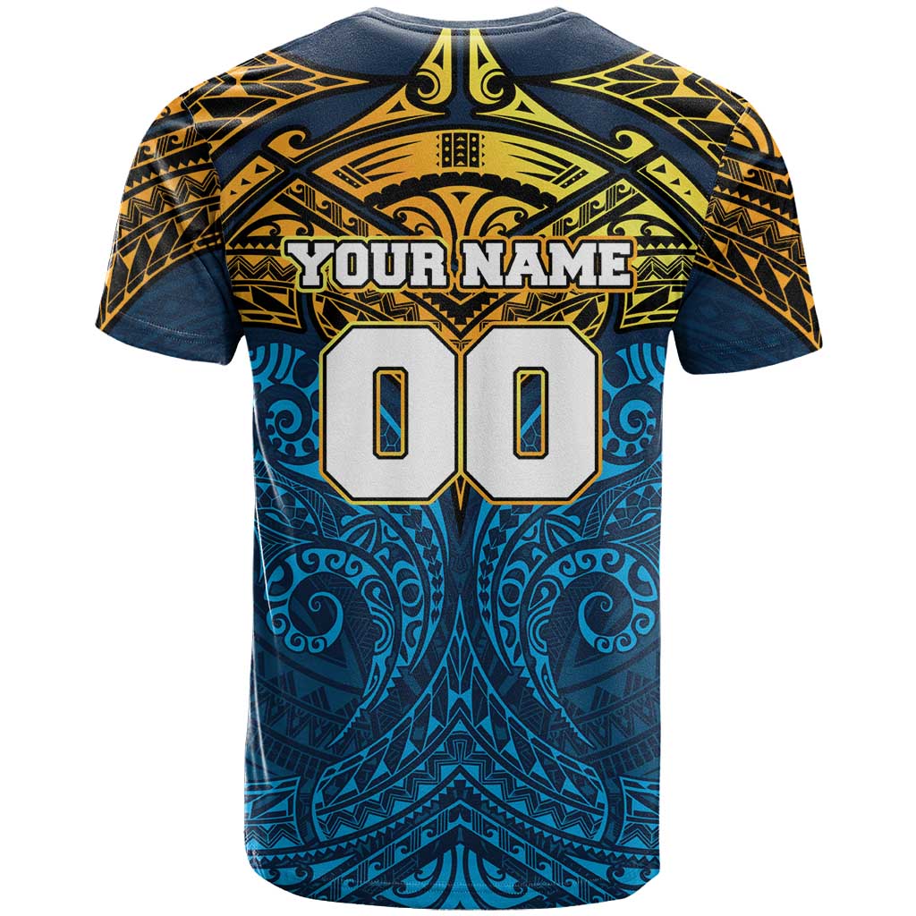 Personalized Gold Coast Titans T Shirt Polynesian Tribal Pattern Style