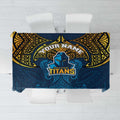 Personalized Gold Coast Titans Tablecloth Polynesian Tribal Pattern Style