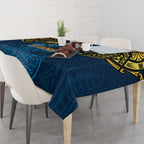 Personalized Gold Coast Titans Tablecloth Polynesian Tribal Pattern Style