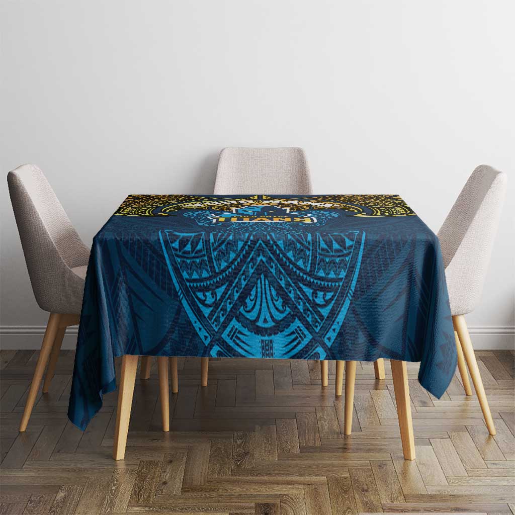 Personalized Gold Coast Titans Tablecloth Polynesian Tribal Pattern Style