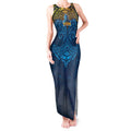 Personalized Gold Coast Titans Tank Maxi Dress Polynesian Tribal Pattern Style