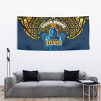 Personalized Gold Coast Titans Tapestry Polynesian Tribal Pattern Style