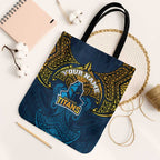 Personalized Gold Coast Titans Tote Bag Polynesian Tribal Pattern Style
