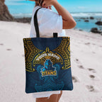 Personalized Gold Coast Titans Tote Bag Polynesian Tribal Pattern Style