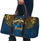 Personalized Gold Coast Titans Travel Bag Polynesian Tribal Pattern Style