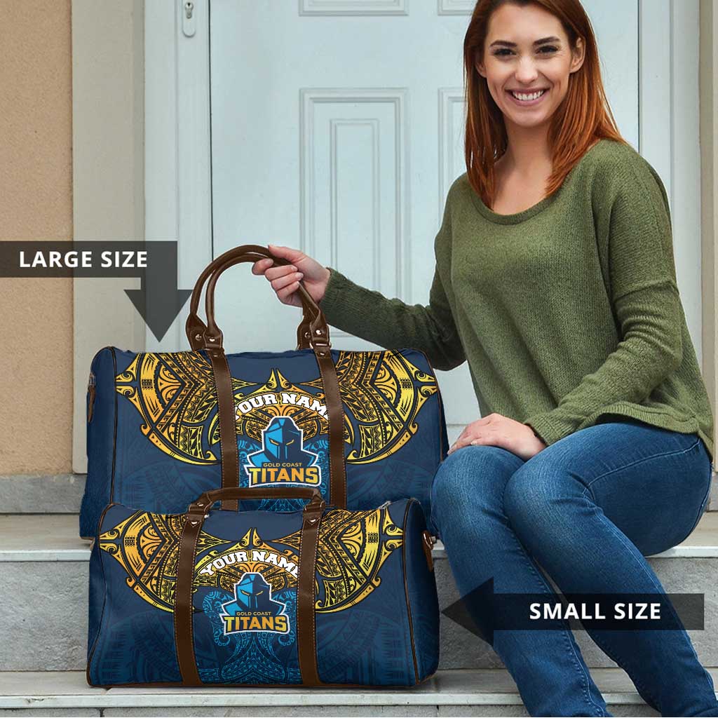 Personalized Gold Coast Titans Travel Bag Polynesian Tribal Pattern Style