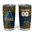 Personalized Gold Coast Titans Tumbler Cup Polynesian Tribal Pattern Style