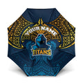 Personalized Gold Coast Titans Umbrella Polynesian Tribal Pattern Style