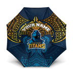 Personalized Gold Coast Titans Umbrella Polynesian Tribal Pattern Style