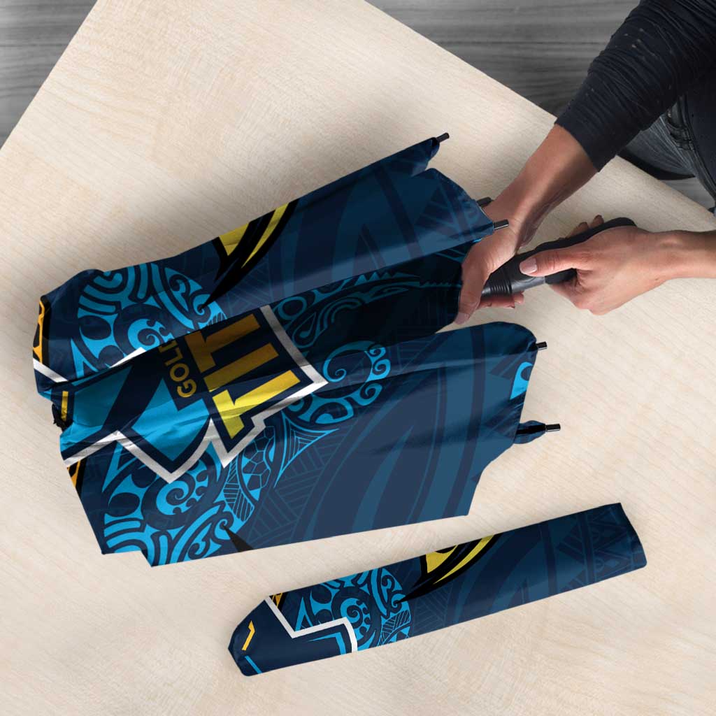 Personalized Gold Coast Titans Umbrella Polynesian Tribal Pattern Style