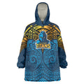 Personalized Gold Coast Titans Wearable Blanket Hoodie Polynesian Tribal Pattern Style