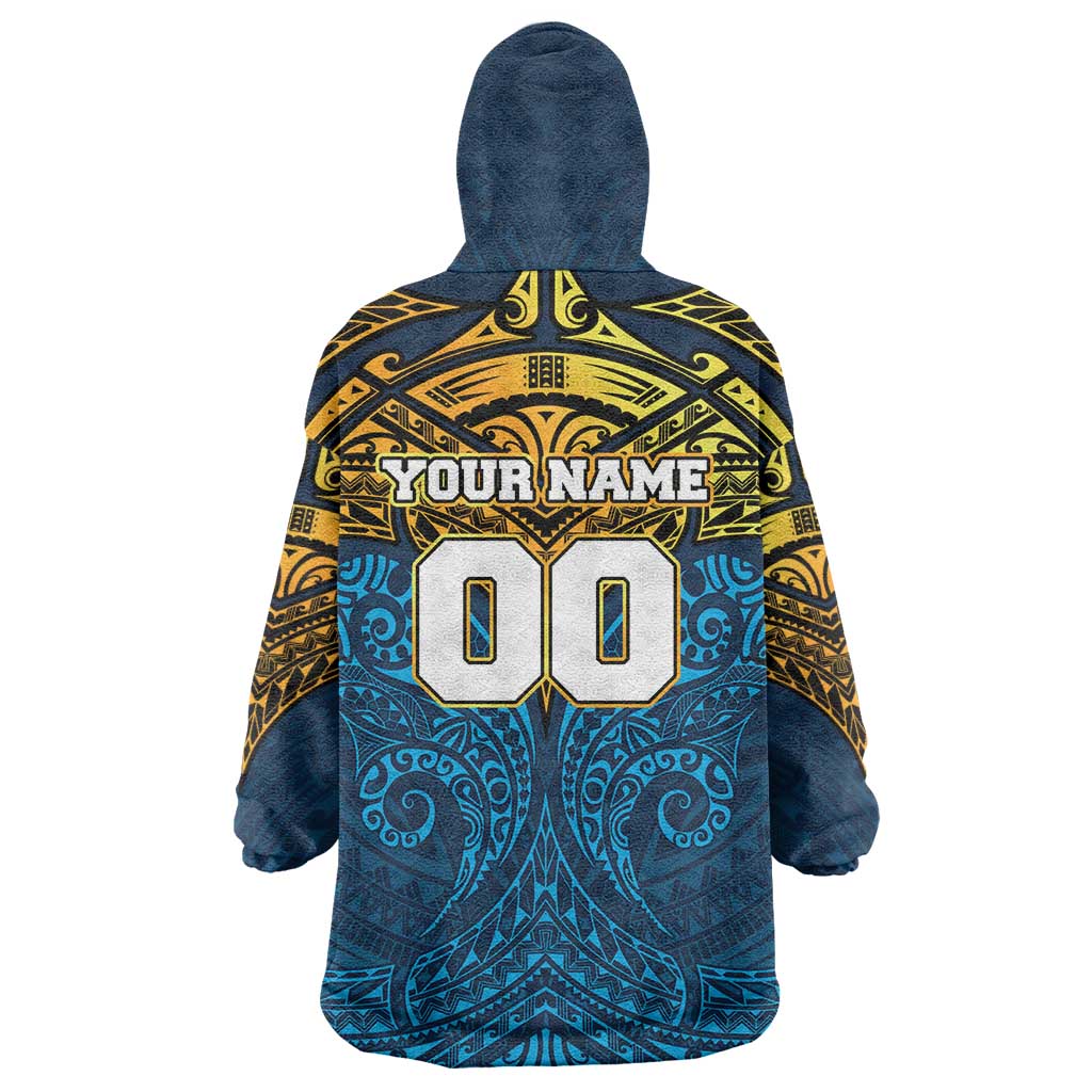 Personalized Gold Coast Titans Wearable Blanket Hoodie Polynesian Tribal Pattern Style