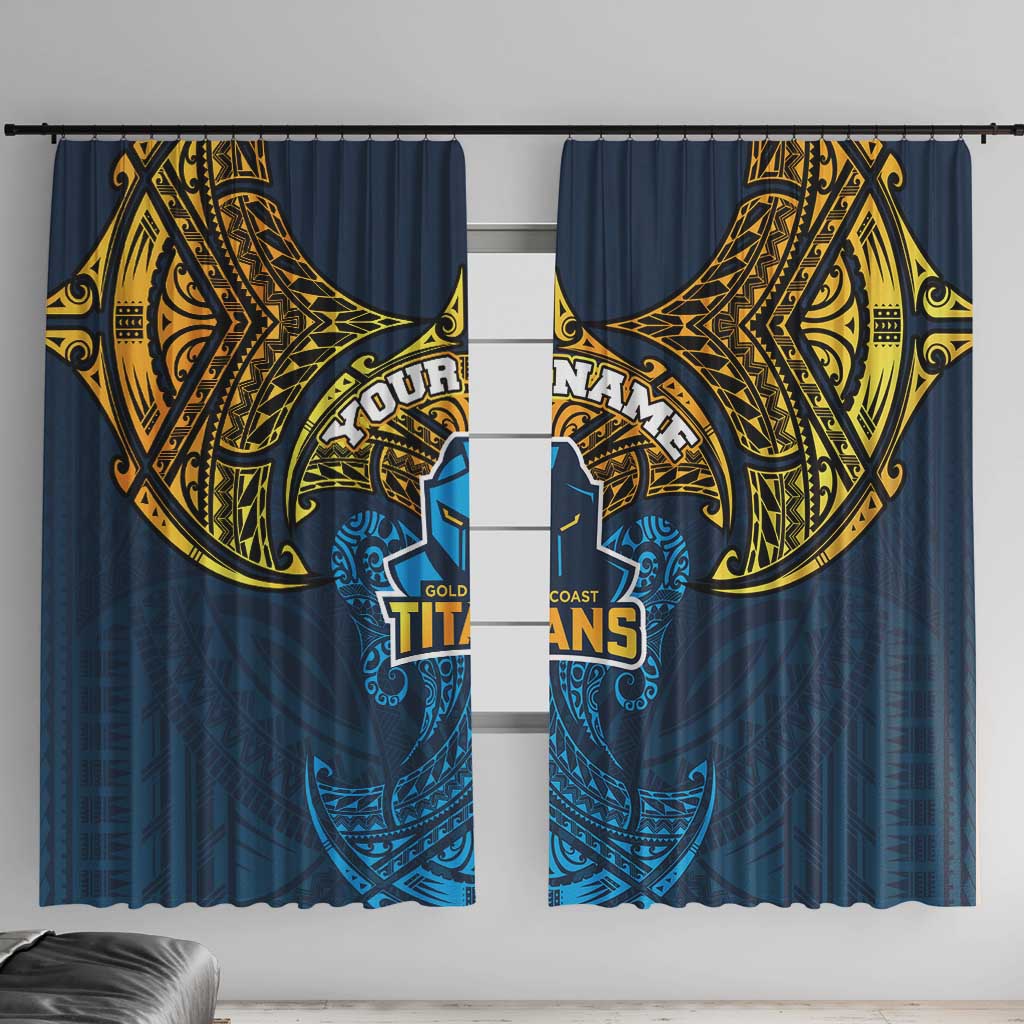 Personalized Gold Coast Titans Window Curtain Polynesian Tribal Pattern Style