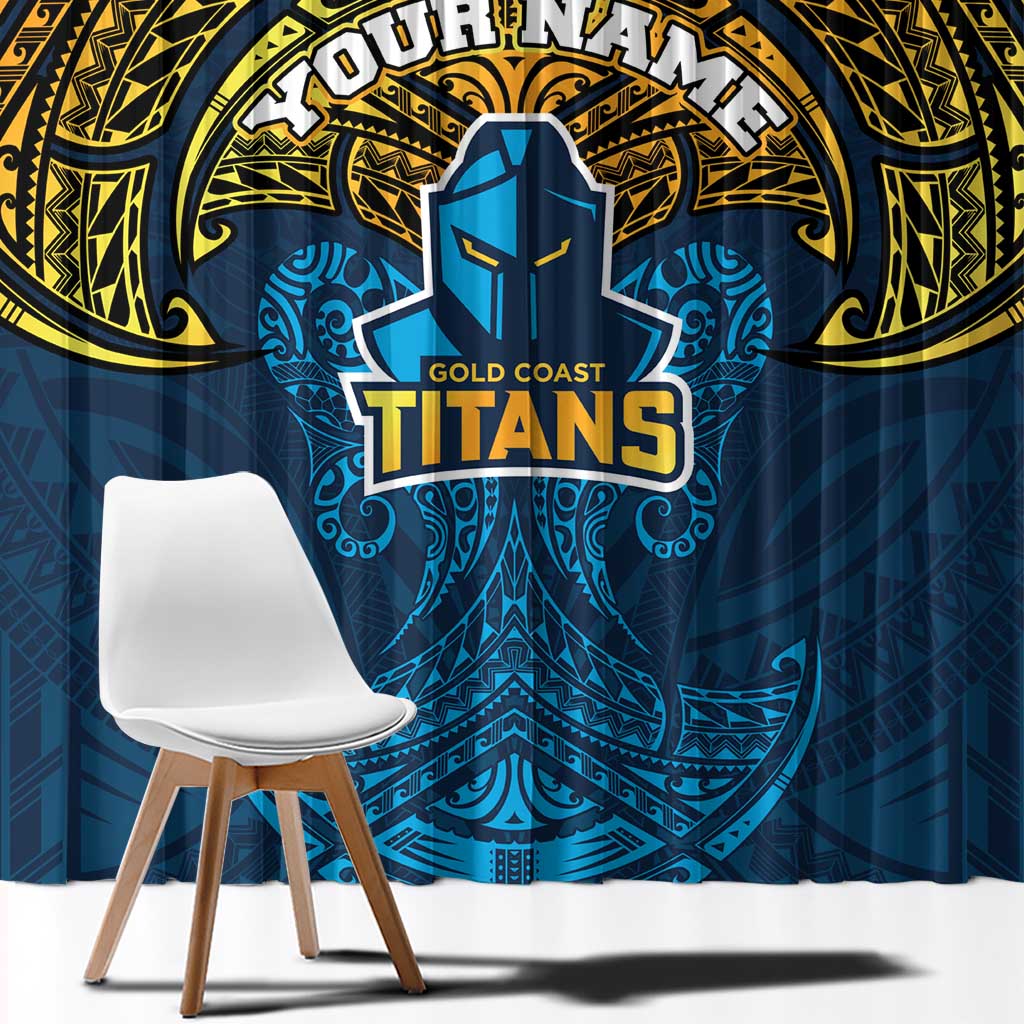 Personalized Gold Coast Titans Window Curtain Polynesian Tribal Pattern Style