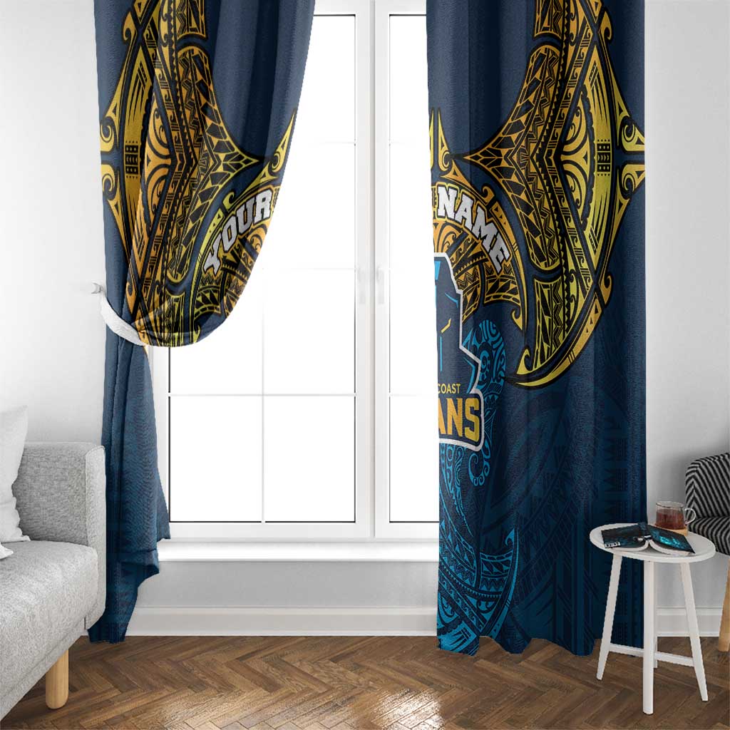 Personalized Gold Coast Titans Window Curtain Polynesian Tribal Pattern Style