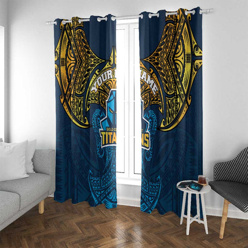 Personalized Gold Coast Titans Window Curtain Polynesian Tribal Pattern Style