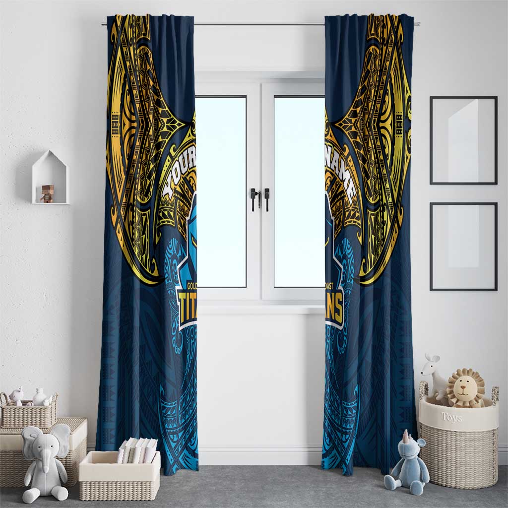 Personalized Gold Coast Titans Window Curtain Polynesian Tribal Pattern Style