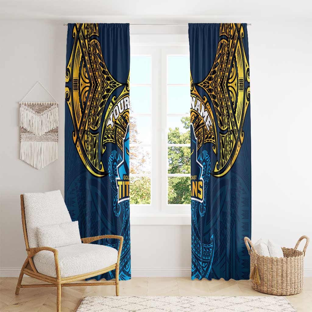Personalized Gold Coast Titans Window Curtain Polynesian Tribal Pattern Style