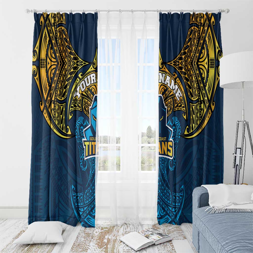 Personalized Gold Coast Titans Window Curtain Polynesian Tribal Pattern Style