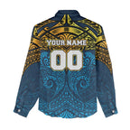Personalized Gold Coast Titans Women Casual Shirt Polynesian Tribal Pattern Style