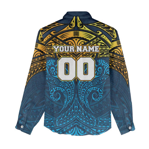Personalized Gold Coast Titans Women Casual Shirt Polynesian Tribal Pattern Style
