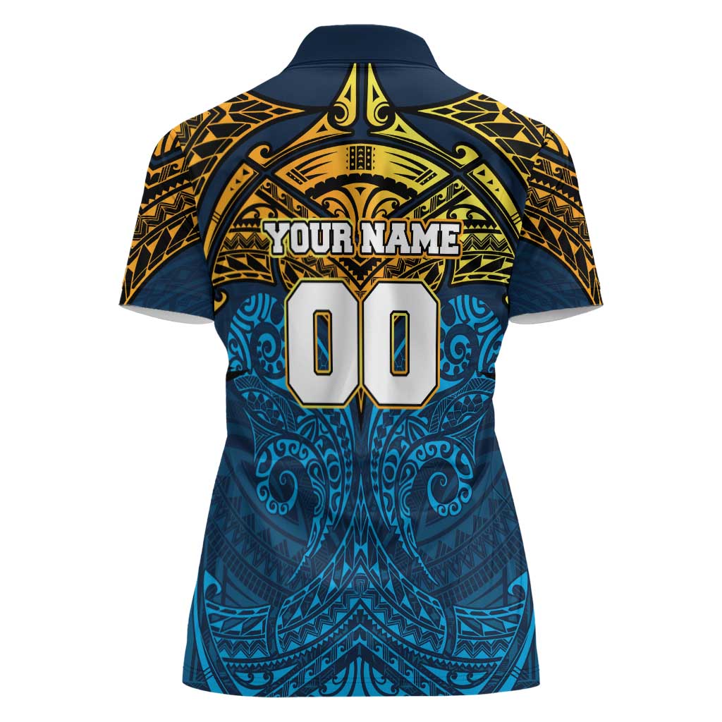 Personalized Gold Coast Titans Women Polo Shirt Polynesian Tribal Pattern Style