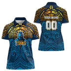 Personalized Gold Coast Titans Women Polo Shirt Polynesian Tribal Pattern Style