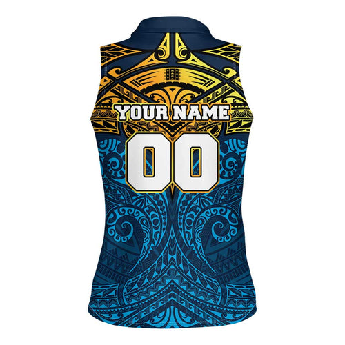 Personalized Gold Coast Titans Women Sleeveless Polo Shirt Polynesian Tribal Pattern Style