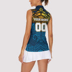Personalized Gold Coast Titans Women Sleeveless Polo Shirt Polynesian Tribal Pattern Style