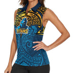 Personalized Gold Coast Titans Women Sleeveless Polo Shirt Polynesian Tribal Pattern Style