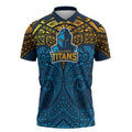 Personalized Gold Coast Titans Zipper Polo Shirt Polynesian Tribal Pattern Style