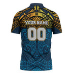 Personalized Gold Coast Titans Zipper Polo Shirt Polynesian Tribal Pattern Style
