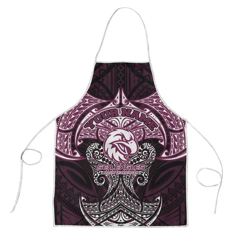 Personalized Manly Warringah Sea Eagles Apron Polynesian Tribal Pattern Style