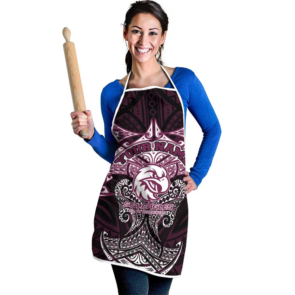 Personalized Manly Warringah Sea Eagles Apron Polynesian Tribal Pattern Style